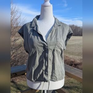 Abercrombie & Fitch Sleeveless Drawstring Top Brand New Olive Green